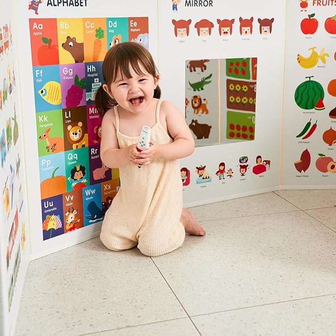 LIVEVIE Hattung SayHouse Interactive Educational Foldable Board for Kids with Talking Pen, Magnetic Board, Whiteboard &amp; Mirror - Learn Fruits, Numbers, Animals, and More