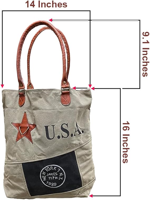 Amber Fight Gear Recycled Canvas New York Streeter Bag Market Beach Travel Reusable Grocery Shopping Tote Bag Portable Storage Hand Bags 14?x16?