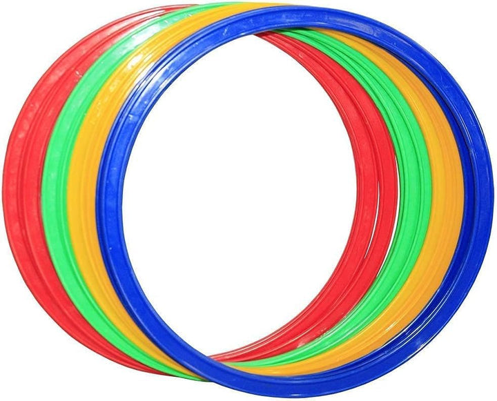 Speed Agility Circles for Trainers, Gyms, Athletics, 4 Assorted Colors, Red, Yellow, Blue, and Green (Set of 12) 18 inch