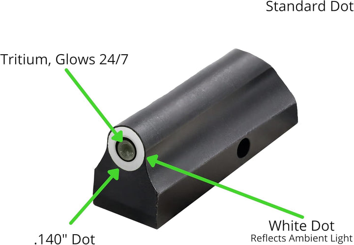 XS SIGHTS New Standard Dot Night Sights for Ruger LCR Pistols, Glow Sights for Tactical Applications, Fits Multiple LCR Calibers
