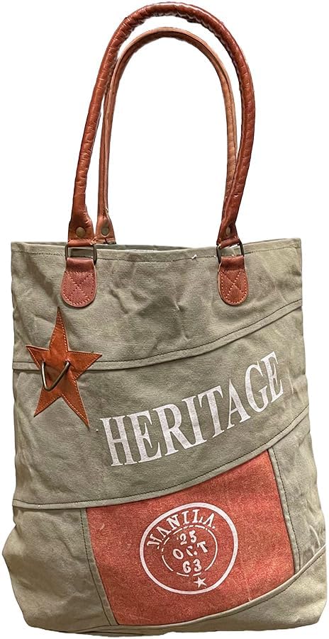 Amber Fight Gear Recycled Canvas Vintage Era Print Bag Market Beach Travel Reusable Grocery Shopping Tote Bag Portable Storage Hand Bags 14?x16?