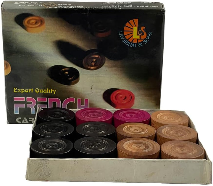 Amber Fight Gear French Carrom Coins, Premium Wooden Set: 1.2 Inch Diameter, 0.3 Inch Height - Perfect for Amateur Players