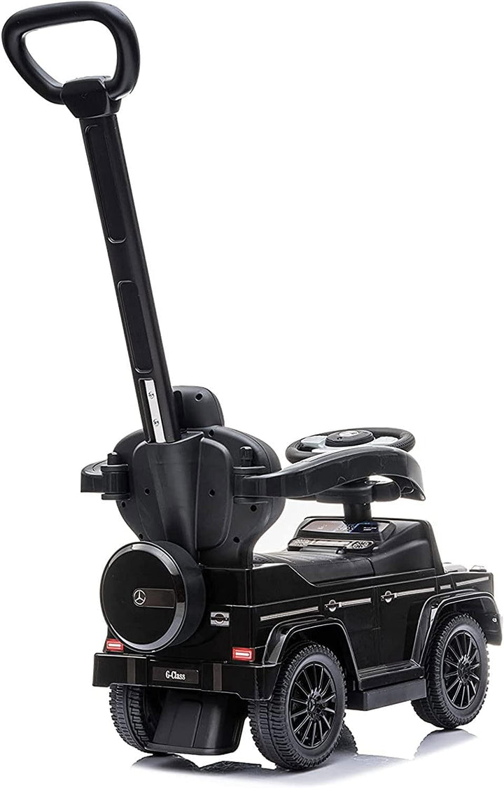Best Ride On Cars 3 In 1 Mercedes G-Wagon Push Car for Toddlers 1 to 3 Years Old, Kids Outdoor Stroller with Music, Horn Sounds, and Handle, Realistic Driving Experience, Black
