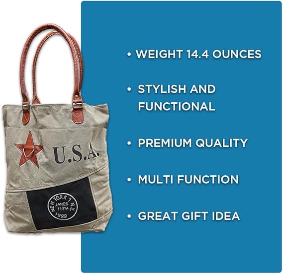 Amber Fight Gear Recycled Canvas New York Streeter Bag Market Beach Travel Reusable Grocery Shopping Tote Bag Portable Storage Hand Bags 14?x16?