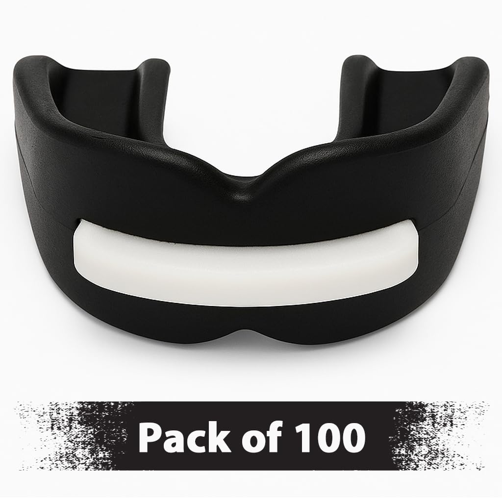 Mouthpiece Set with Protective Case, Comfortable, and Personalized Fit for Optimal Protection and Performance, Black, Pack of 100