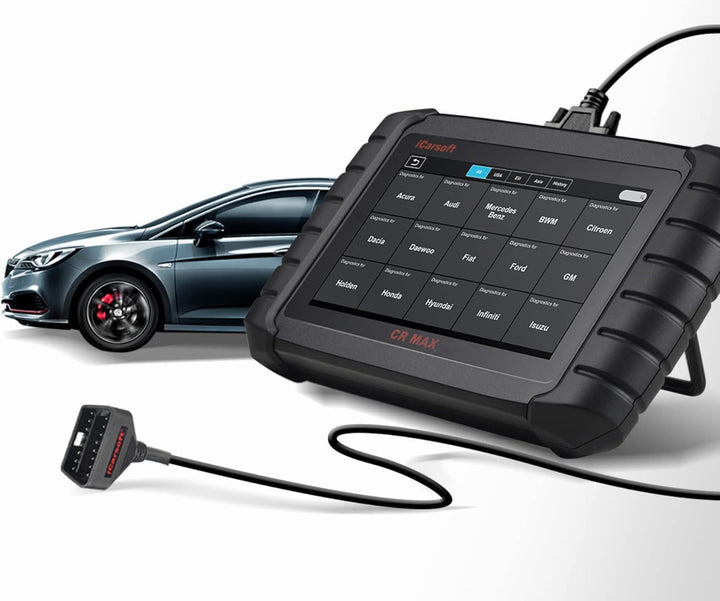 iCarsoft CR Max  Free Screen Protector - Professional Multibrand Automotive Diagnostic Scanner - Read/Erase Faults Codes - Reset Oil Service - Coding &amp; Programming