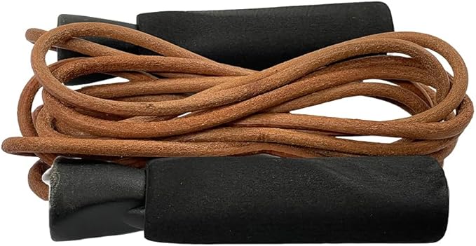 Amber Fight Gear Leather Jump Rope With Foam Handles Perfect for Endurance Workout for Boxing, MMA, Martial Arts or Just Staying - for Men, Women and Children ? 7.5ft