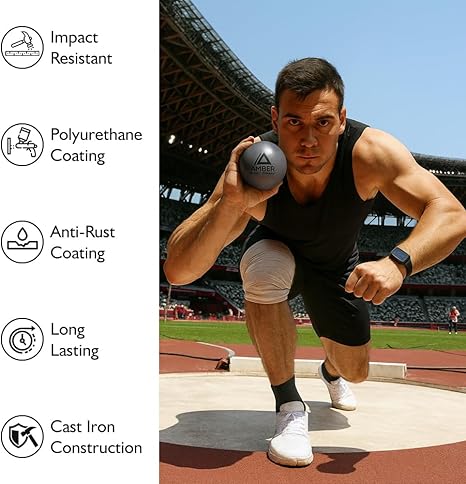 Amber Fight Gear Precision Performance Iron Shot Put Versatile Training and Competition Excellence with Sturdy Cast Iron Build and Durable Polyurethane Coating