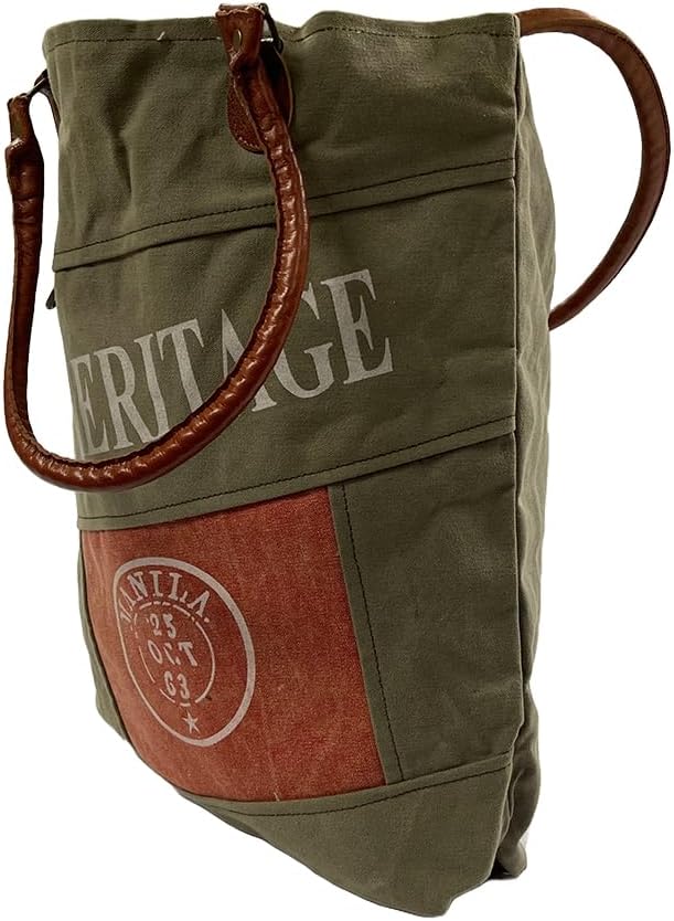Amber Fight Gear Recycled Canvas Vintage Era Print Bag Market Beach Travel Reusable Grocery Shopping Tote Bag Portable Storage Hand Bags 14?x16?