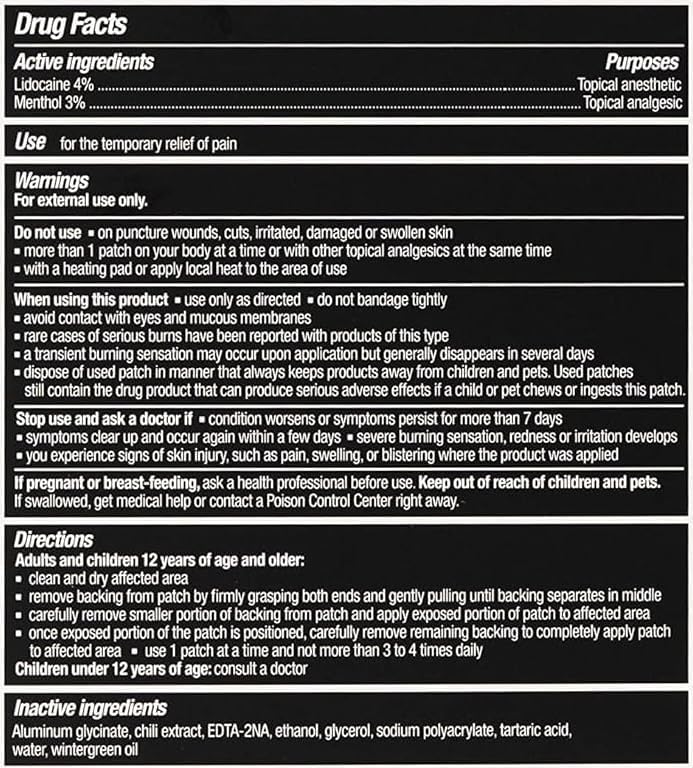 TIDL Lidocaine Patches with Menthol, 20 Count