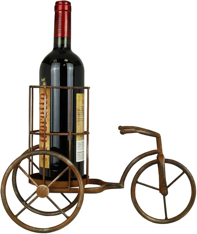 LIVEVIE Classic Vintage Bike Delivery Style Wine Rack Freestanding Single Bottle Holder Bike Shaped Wine Organizer Stand Elegant D?cor for Countertop, Tabletop, Home, Office