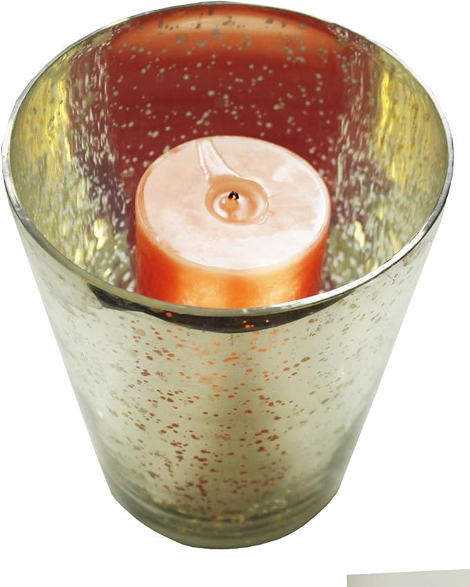Champagne Collection Vase Style Handmade Glass Votive Candle Holders for Weddings and Home Decor (Set of 2), Large