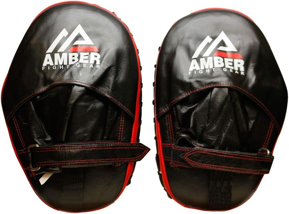 Genuine Leather Target Focus Punching Mitts for MMA, Kickboxing, Muay Thai &amp; Martial Arts Training | Shock-Absorbing, Lightweight, Durable with Adjustable Wrist Support &amp; Finger Cover