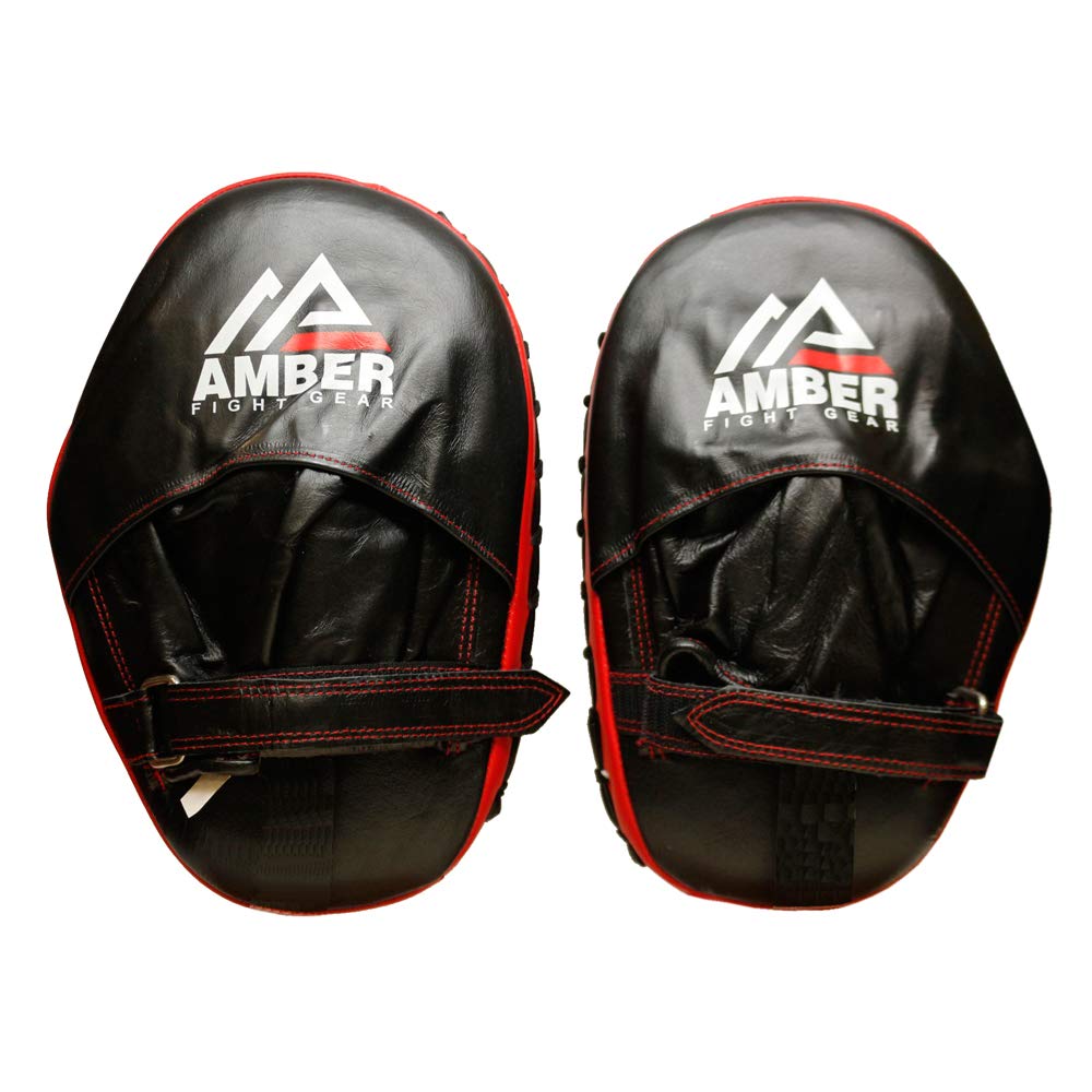 Genuine Leather Target Focus Punching Mitts for MMA, Kickboxing, Muay Thai &amp; Martial Arts Training | Shock-Absorbing, Lightweight, Durable with Adjustable Wrist Support &amp; Finger Cover