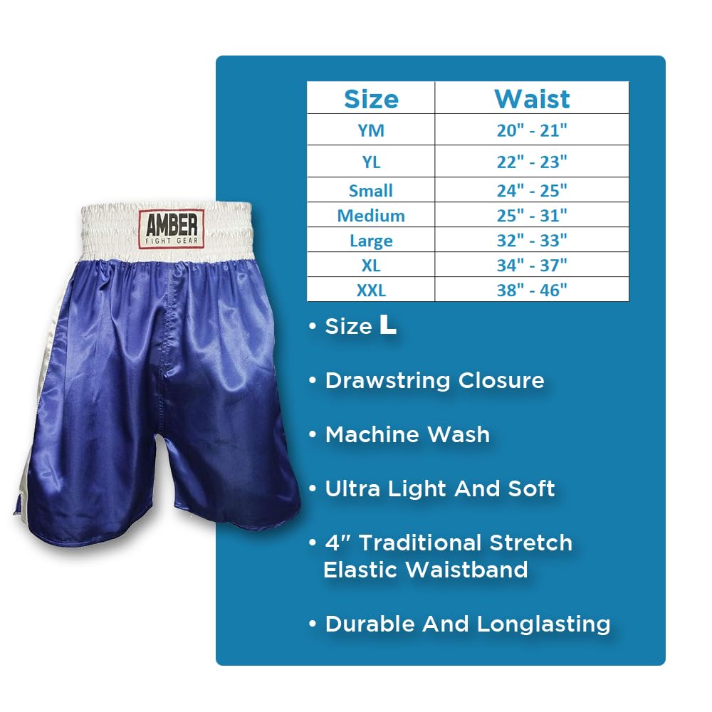 Fearless Classic Satin Pro-Style Boxing Trunks, Premium Lightweight Fight Shorts for Training, Sparring, and Gym Wear