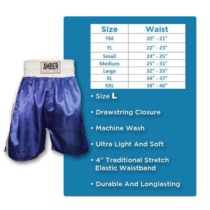 Fearless Classic Satin Pro-Style Boxing Trunks, Premium Lightweight Fight Shorts for Training, Sparring, and Gym Wear