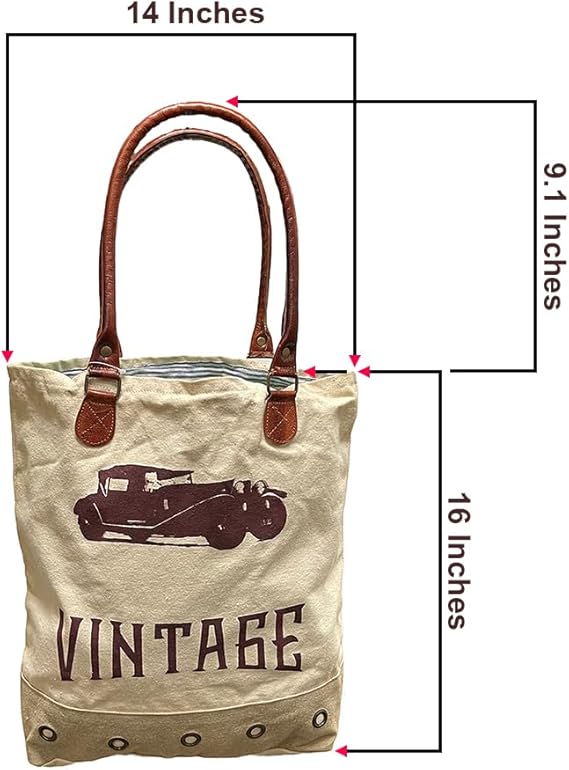 Amber Fight Gear Recycled Canvas Vintage Print Bag Market Beach Travel Reusable Grocery Shopping Tote Bag Portable Storage Hand Bags 14?x16?