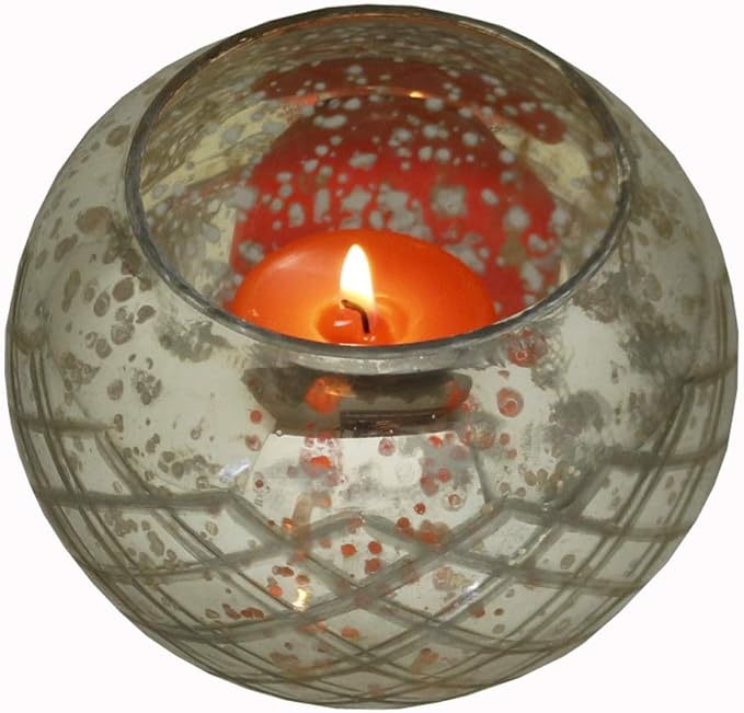 Champagne Collection Etched Diamond Shaped Handmade Glass Votive Candle Holders for Weddings and Home Decor (Set of 3), Medium