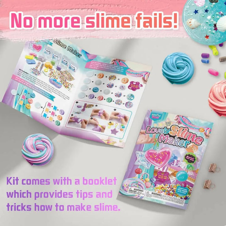 Lovely Slime Maker Kit for Kids - Includes 10 Pre-Made Rainbow Slimes, Candy Pellets, Heart &amp; Star Molds - DIY Glitter, Fluffy, Clear, and Glow-in-The-Dark Slime - Safe, Non-Toxic, Creative Fun