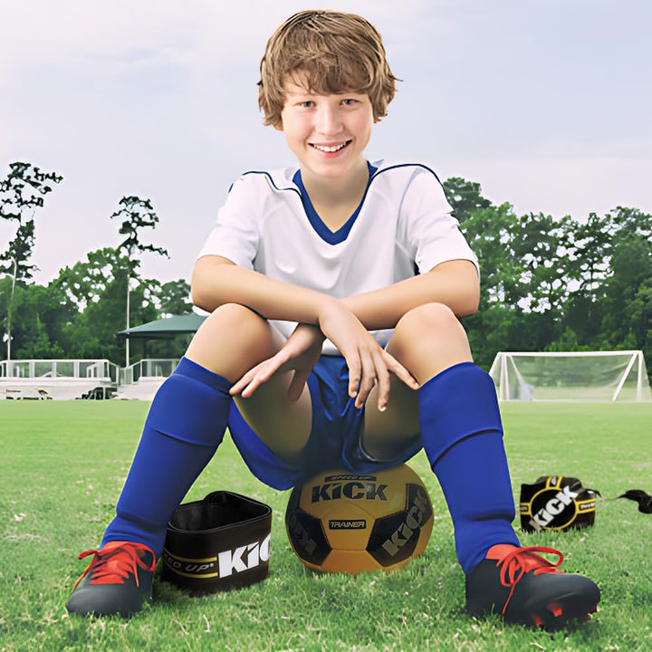 Amber Fight Gear Soccer Football Kick Throw Solo Trainer Practice Training Aide with Adjustable Waist Belt - Fits Ball Size 3, 4, and 5
