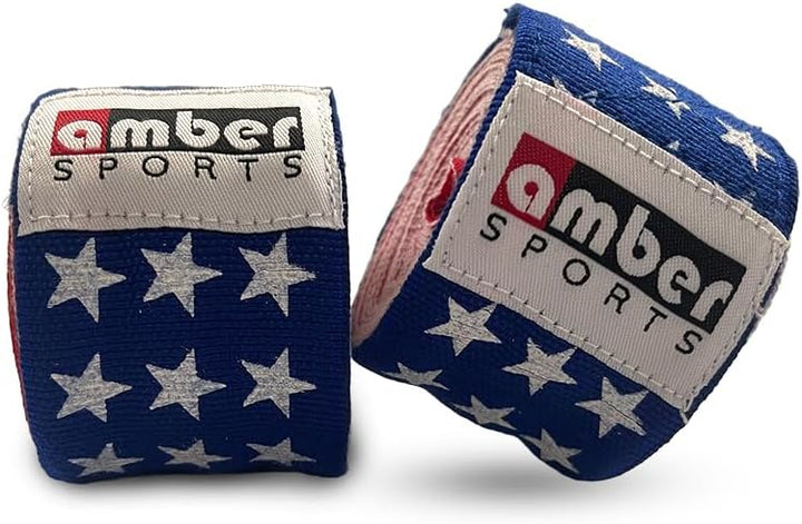 USA Flag Handwraps, 180 inch Breathable Polyester Boxing Wraps for MMA, Kickboxing, Muay Thai, Training, Wrist &amp; Knuckle Support, Machine Washable, Sold as a Pair