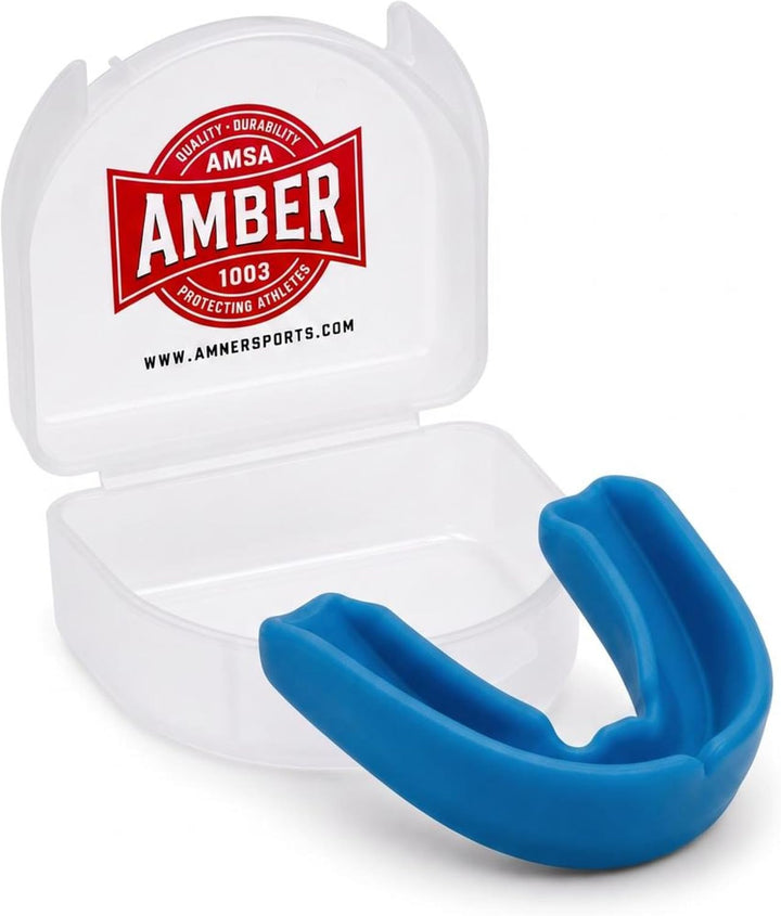 Amber Fight Gear Adult Silicone Sports Mouthguard with Case, Multiple Colors