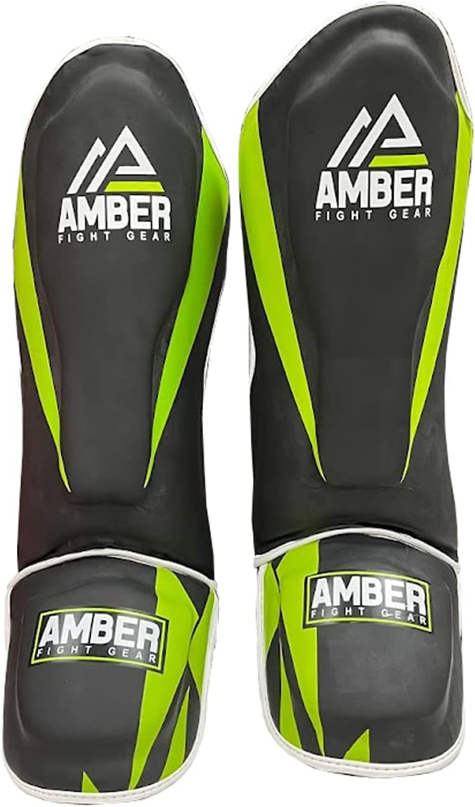 Pro Style Competition Muay Thai Shin Guards with Instep Protection for Kickboxing, MMA, and Combat Sports, Lightweight, Durable, and Adjustable