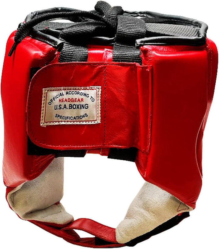 USA Boxing Approved Amateur Classic Headgear - All Leather, No Cheek Protectors for Boxing, Muay Thai, MMA, Adjustable for Sparring, Training &amp; Competition for Adults &amp; Kids