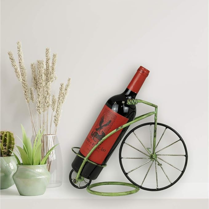 LIVEVIE Classic Vintage Bike Circus Style Wine Rack Holder Freestanding Wine Organizer Stand for Countertop or Tabletop, Perfect Home or Office D?cor