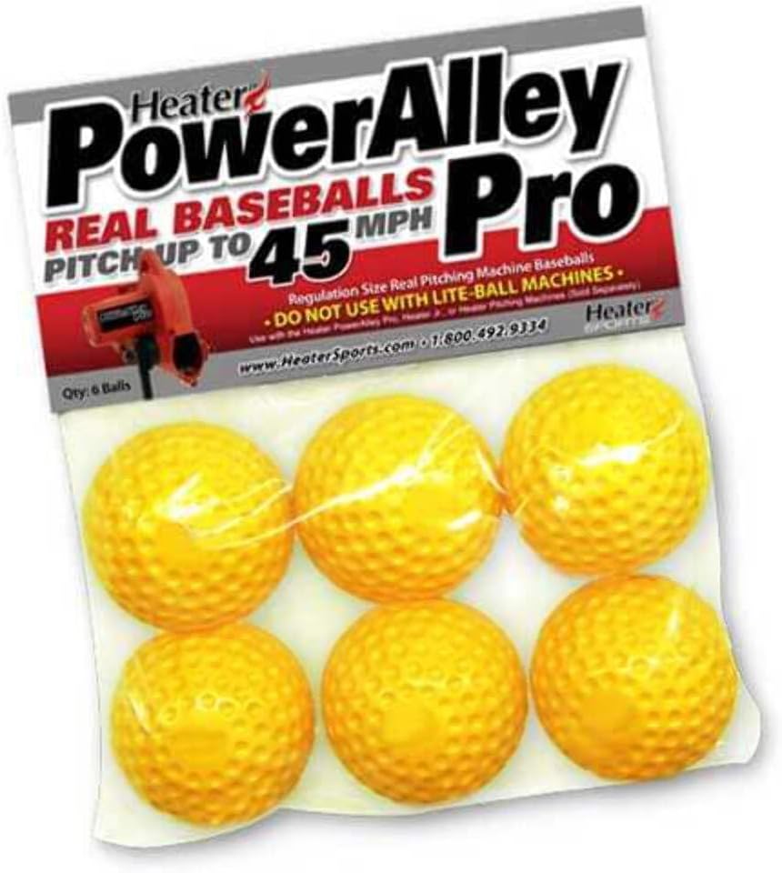 Heater PowerAlley Pro Yellow Dimple Baseballs - 6 Pack