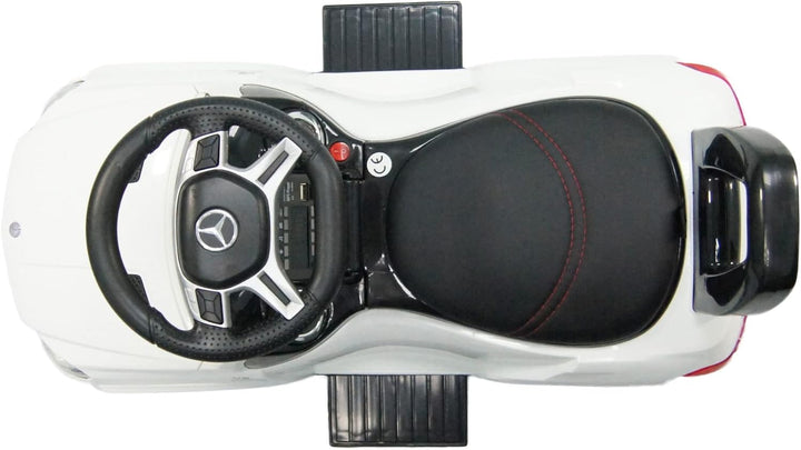 Best Ride-On Cars Baby Toddler 4-in-1 Mercedes Push Car Stroller w/ Led Lights for Ages 1-3, White