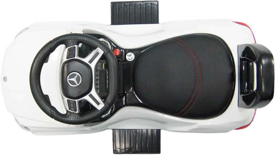 Best Ride-On Cars Baby Toddler 4-in-1 Mercedes Push Car Stroller w/ Led Lights for Ages 1-3, White