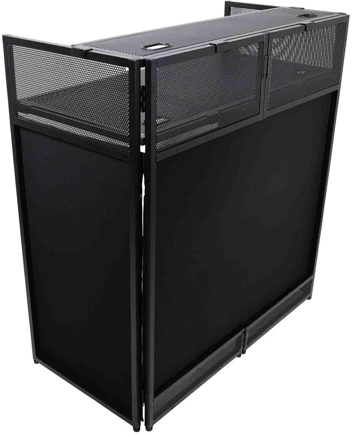 XF-VISTA BL MK2 VISTA VISTA DJ Booth Facade Table Station with White/Black Scrim kit and Padded Travel Bag | Black Hardware