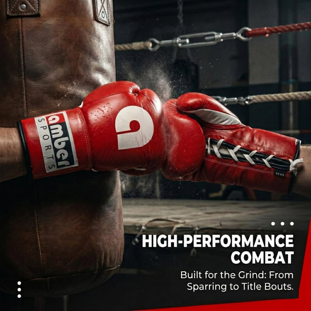 Premium All-Leather Professional Fight Gloves Padded, Pre-Curved, Safety-Focused Design with Layered Foam and Attached Thumb