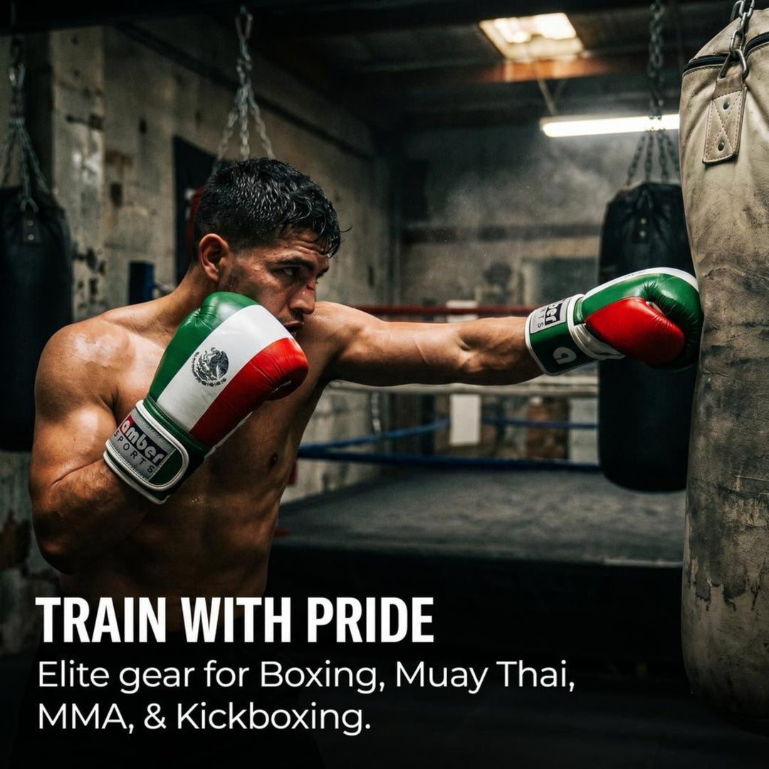 Amber Fight Gear Leather Boxing Gloves with Hook &amp; Loop