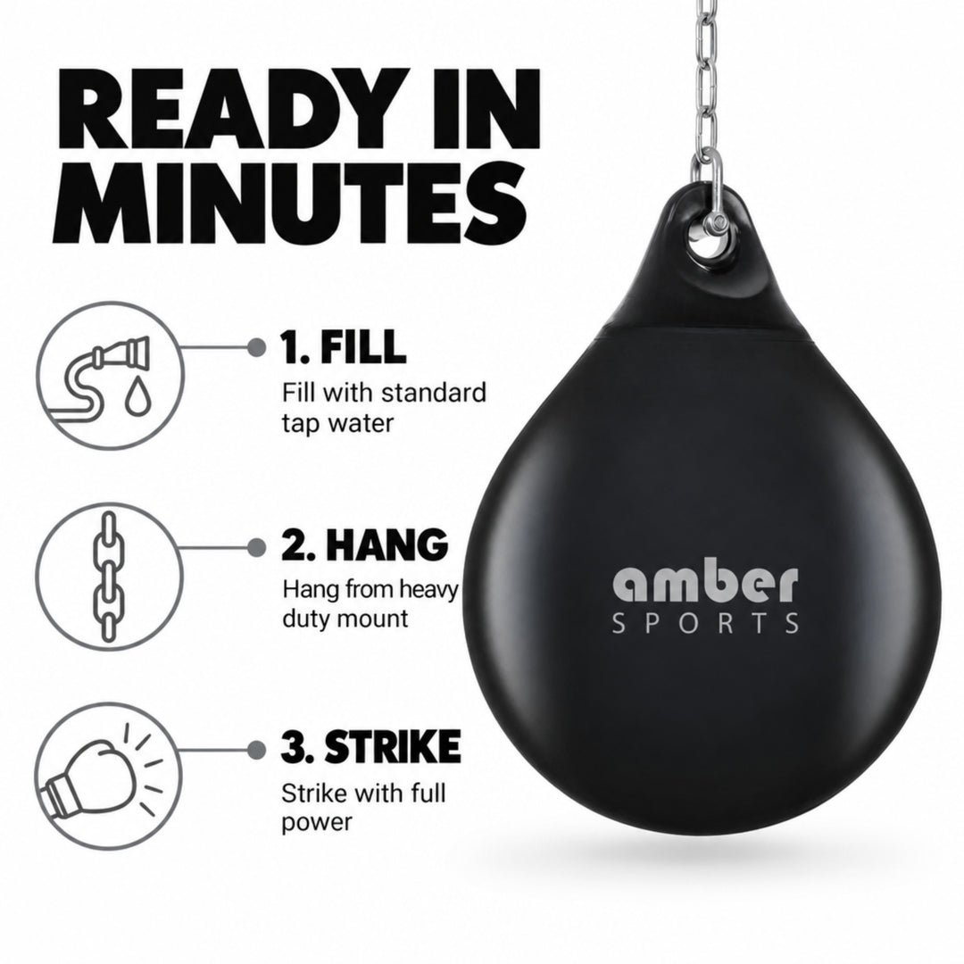 Amber Fight Gear Water-Filled Teardrop Heavy Boxing Bag, 12–18 Inch