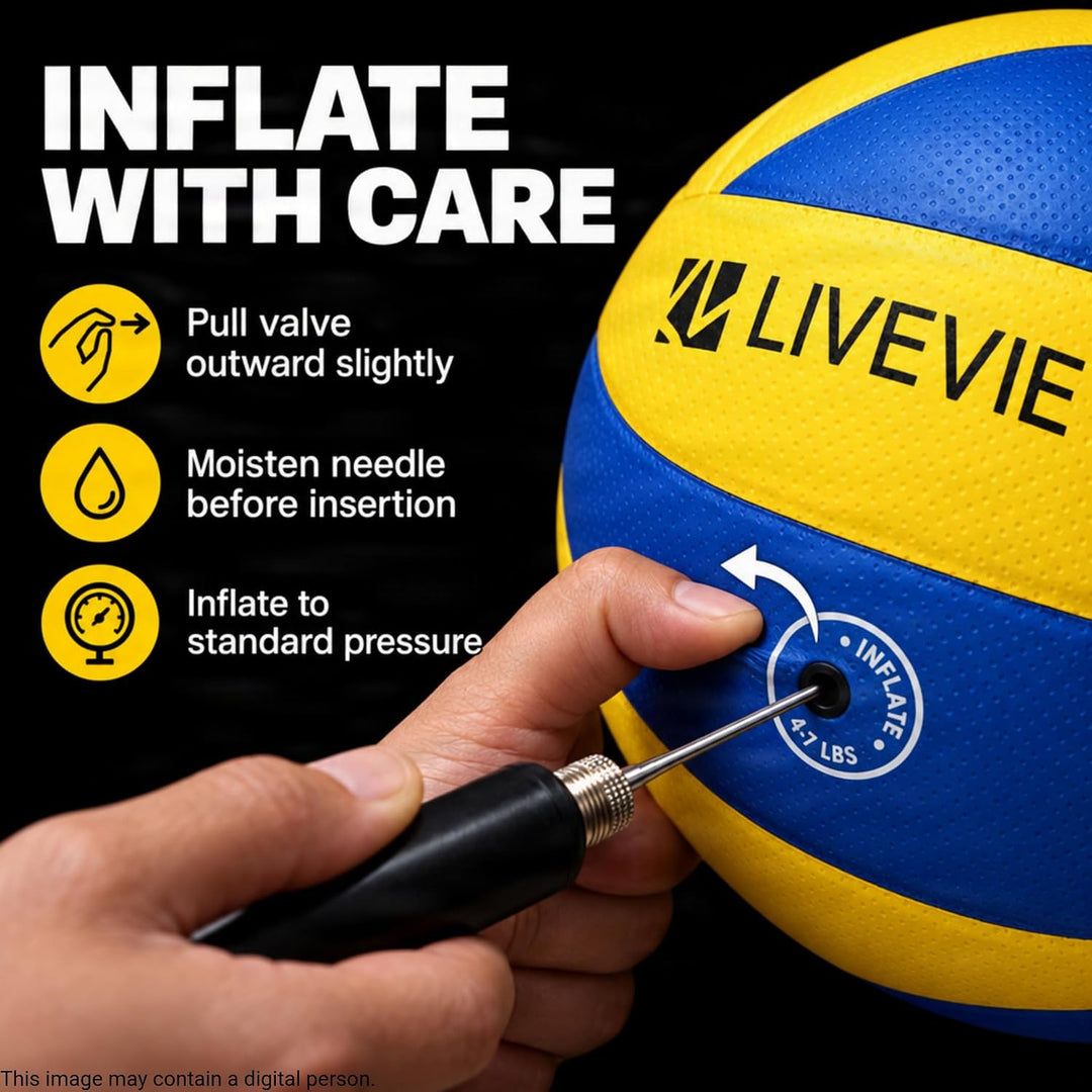 LIVEVIE Soft-Touch PU Leather Volleyball, Size 5, Indoor and Outdoor