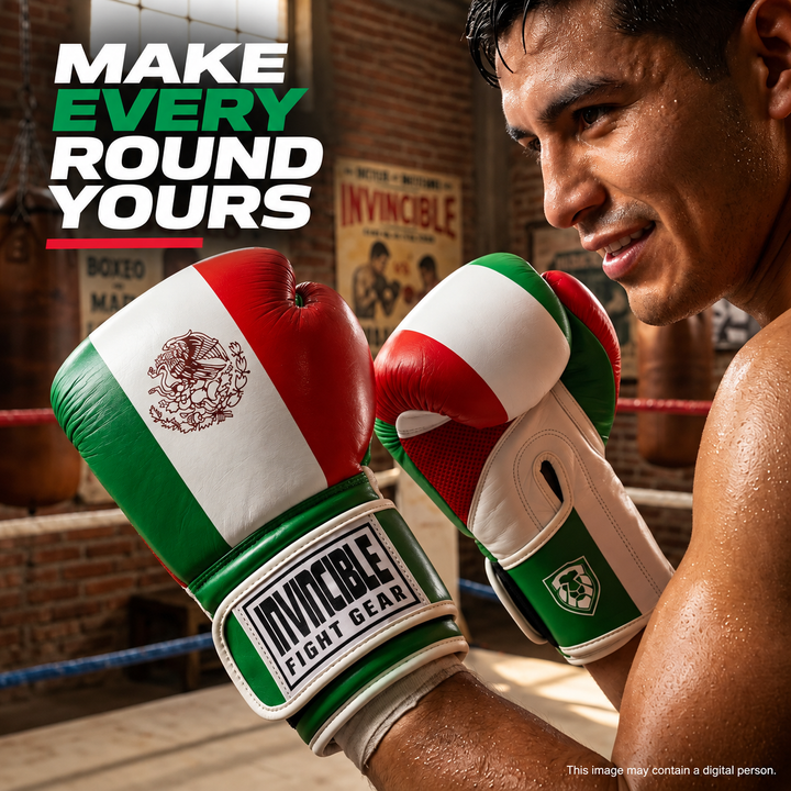 Invincible Fight Gear Leather Hook &amp; Loop Boxing Training Gloves