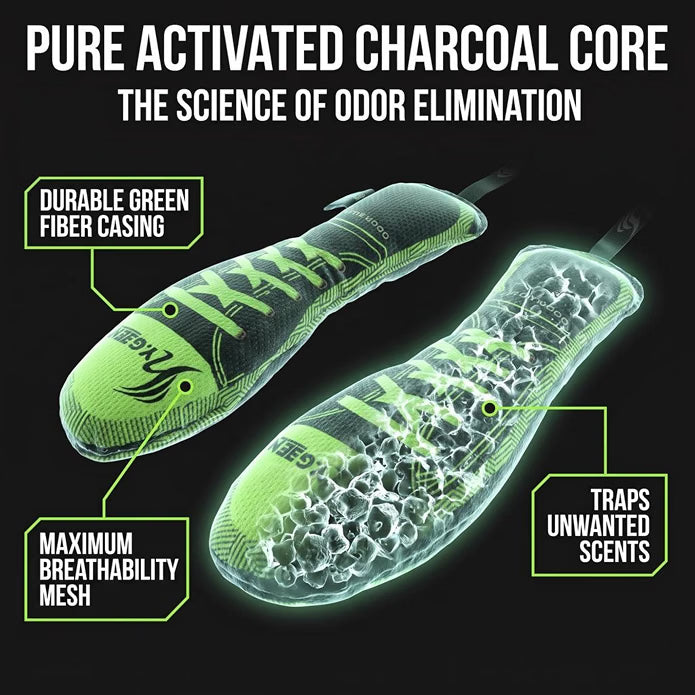 LIVEVIE Activated Charcoal Shoe Deodorizers, Moisture-Wicking, Reusable 2-Pack