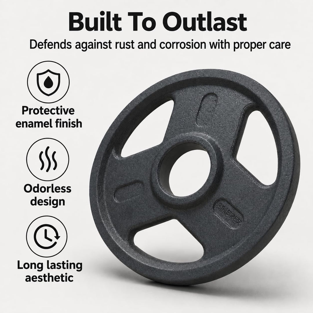 Amber Fight Gear Triple-Grip Cast Iron Weight Plates, 5–45 lb Pair