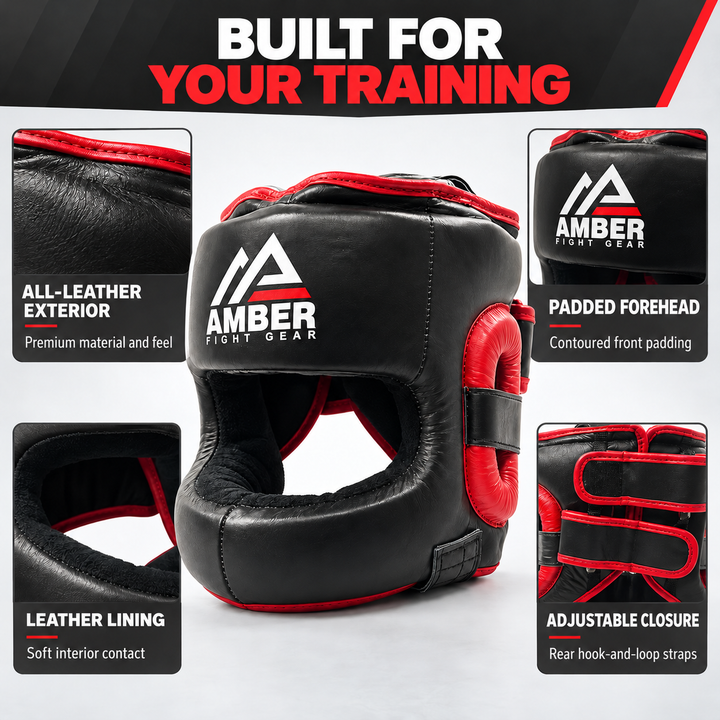 Ultimate All-Leather Face-Saver Headgear, Enhanced Comfort, Advanced Face Bar Protection, Secure Fit, and Shock-Absorbing Padding for MMA, Boxing, Kickboxing, and Martial Arts Training