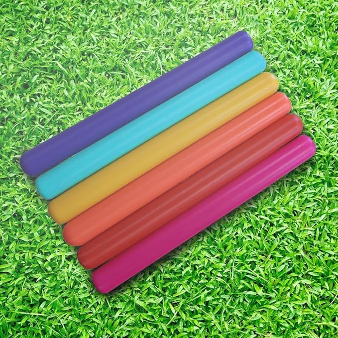 Premium Safety-Enhanced Junior Plastic Relay Baton Set (6-Piece) - Durable, Lightweight, and Vibrant Batons with Rolled Edges for Safe and Comfortable Handling