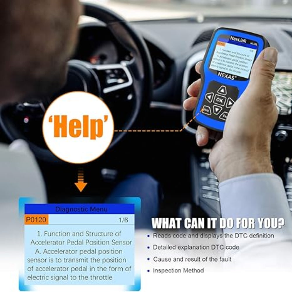 NL101 OBD2 Scanner Diagnostic Tool &amp; Battery Tester - Professional Car Engine Code Reader &amp; Battery Health Analyzer with Live Data Stream, Lifetime Updates, and Protective Case - 2024 Version