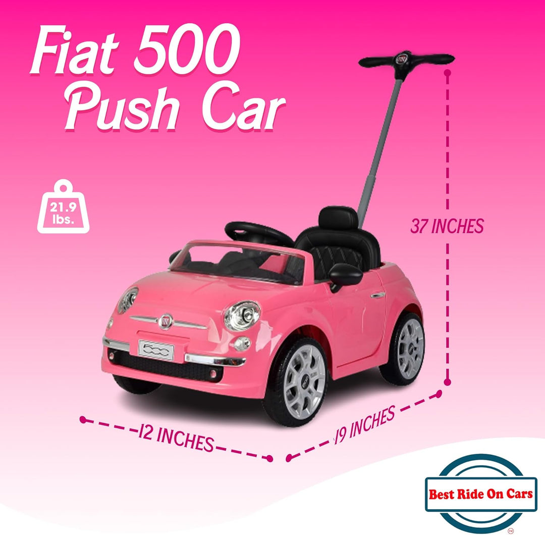 Best Ride On Cars 2-in-1 Fiat 500 Baby Toddler Toy Push Vehicle Car Stroller with 40 Pound Capacity and Lights for Children Ages 1 to 3 Years, Pink