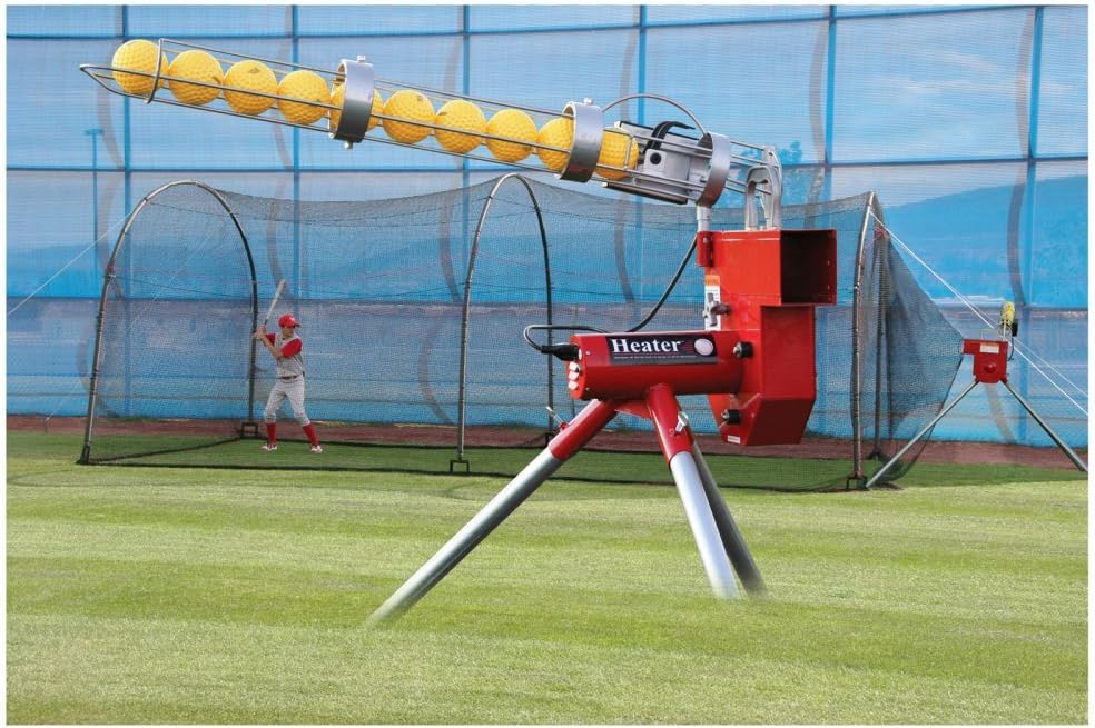 Heater Sports Baseball Pitching Machine &amp; Xtender 24 Batting Cage