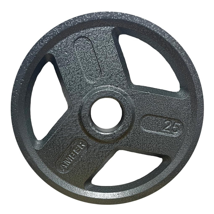 Triple-Grip Weight Plates Durable Cast Iron for Versatile Strength Training - Ideal for Squats, Deadlifts, Bench Press, Multiple Weight Options Available, Sold as Pair (25, Pounds)