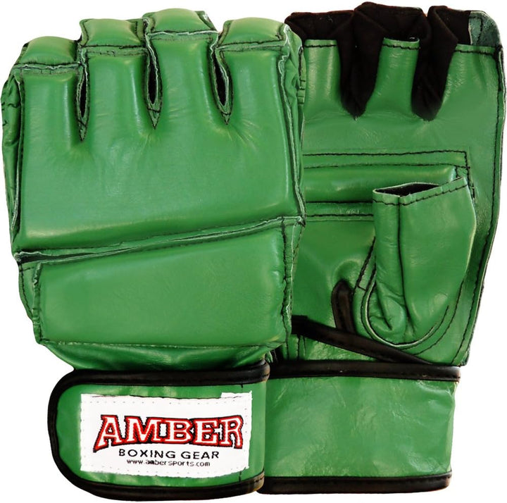 Premium Grappling Gloves for MMA Leather, Enhanced Grip, Excellent Wrist Support, Breathable Comfort - Ideal for Grappling and Clinch Fighting - Green Large