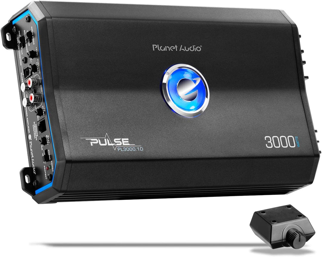 Planet Audio PL3000.1D Pulse Series Car Audio Amplifier ? 3000 High Output, Monoblock, Class D, 1 Ohm Stable, Low Level Inputs, Low Pass Crossover, Mosfet Power Supply, Hook Up To Stereo and Subwoofer