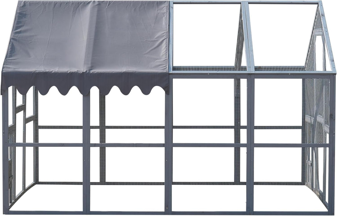 Outdoor Chicken Coop Enclosures 110" Large Kitten Playpen,Upgrade Waterproof Cover-Grey