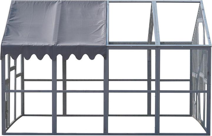 Outdoor Chicken Coop Enclosures 110" Large Kitten Playpen,Upgrade Waterproof Cover-Grey